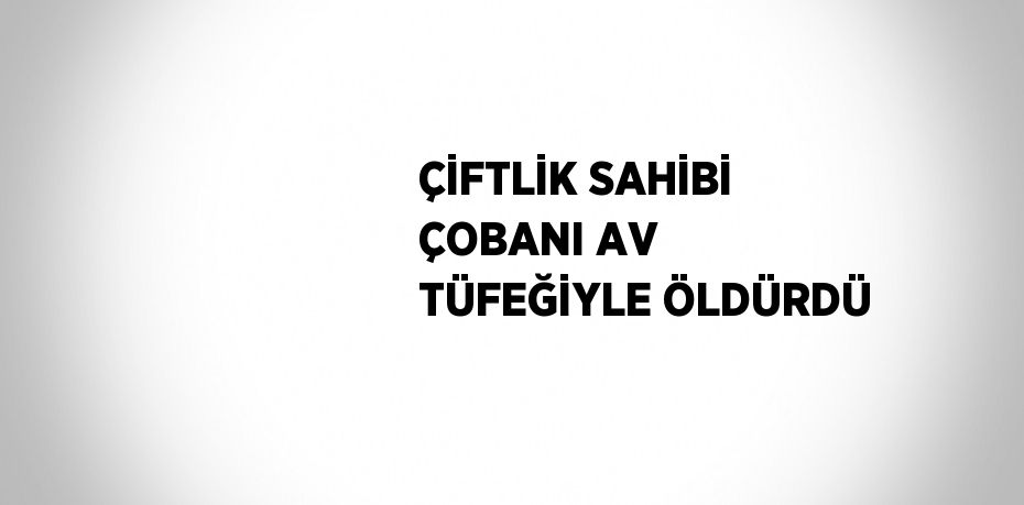 ÇİFTLİK SAHİBİ ÇOBANI AV TÜFEĞİYLE ÖLDÜRDÜ