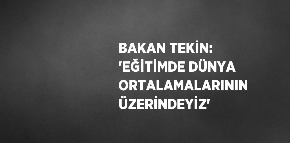 BAKAN TEKİN: 'EĞİTİMDE DÜNYA ORTALAMALARININ ÜZERİNDEYİZ'