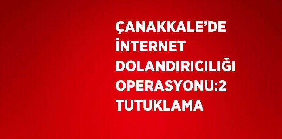 ÇANAKKALE’DE İNTERNET DOLANDIRICILIĞI OPERASYONU:2 TUTUKLAMA