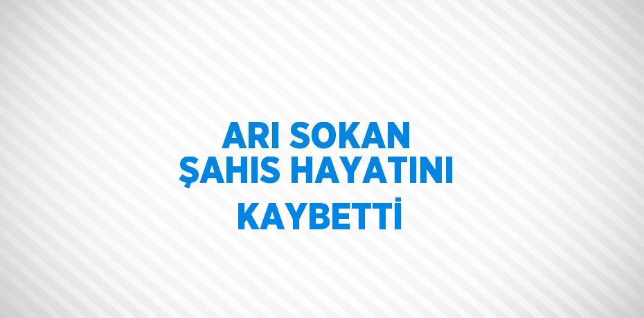 ARI SOKAN ŞAHIS HAYATINI KAYBETTİ