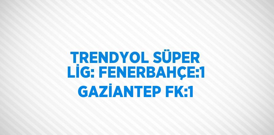 TRENDYOL SÜPER LİG: FENERBAHÇE:1 GAZİANTEP FK:1