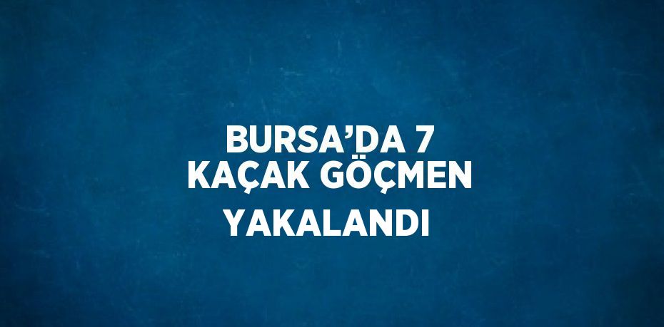 BURSA’DA 7 KAÇAK GÖÇMEN YAKALANDI