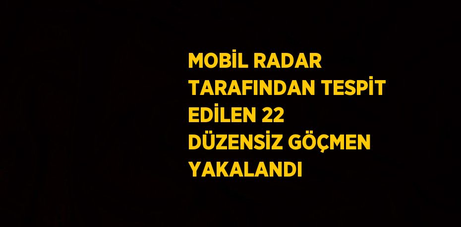 MOBİL RADAR TARAFINDAN TESPİT EDİLEN 22 DÜZENSİZ GÖÇMEN YAKALANDI