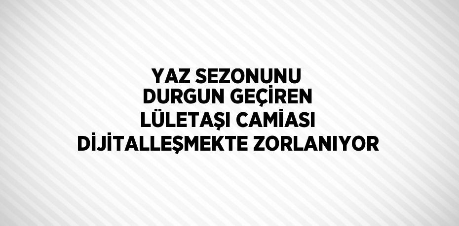 YAZ SEZONUNU DURGUN GEÇİREN LÜLETAŞI CAMİASI DİJİTALLEŞMEKTE ZORLANIYOR