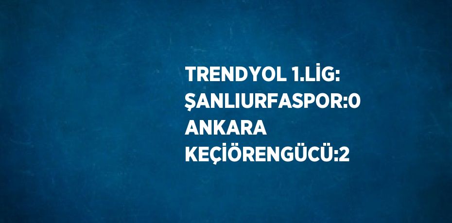 TRENDYOL 1.LİG: ŞANLIURFASPOR:0 ANKARA KEÇİÖRENGÜCÜ:2