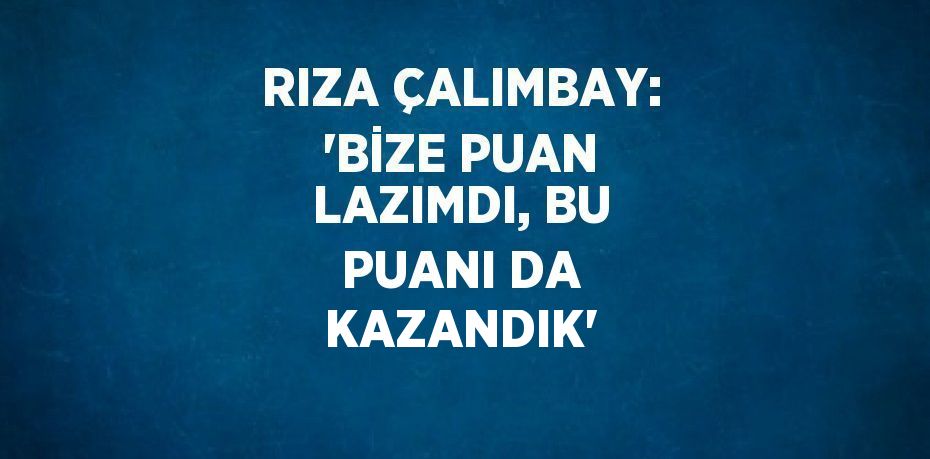 RIZA ÇALIMBAY: 'BİZE PUAN LAZIMDI, BU PUANI DA KAZANDIK'