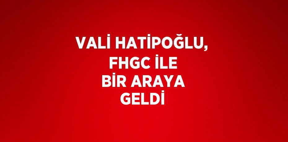 VALİ HATİPOĞLU, FHGC İLE BİR ARAYA GELDİ