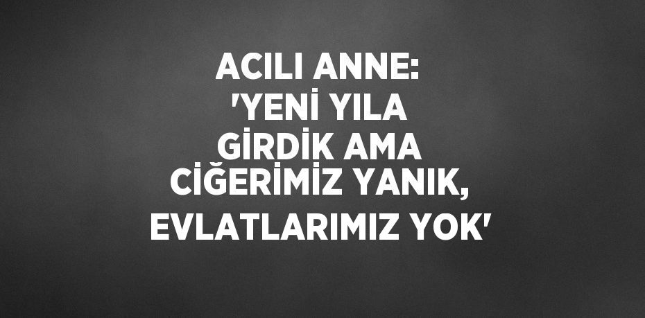 ACILI ANNE: 'YENİ YILA GİRDİK AMA CİĞERİMİZ YANIK, EVLATLARIMIZ YOK'