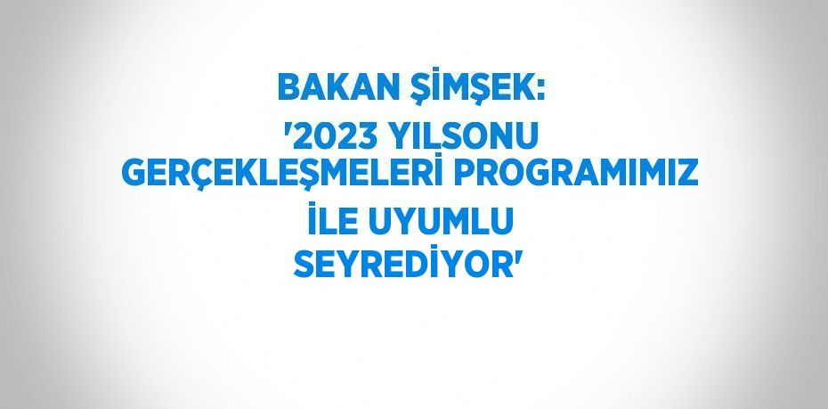 BAKAN ŞİMŞEK: '2023 YILSONU GERÇEKLEŞMELERİ PROGRAMIMIZ İLE UYUMLU SEYREDİYOR'