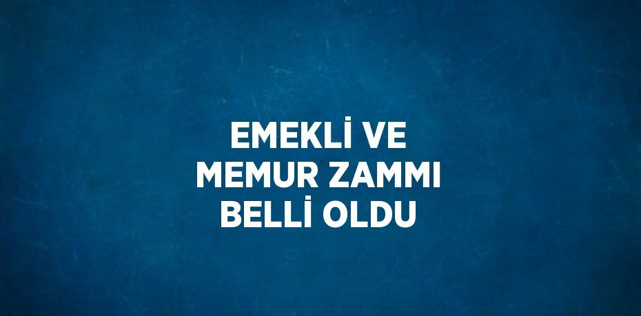 EMEKLİ VE MEMUR ZAMMI BELLİ OLDU