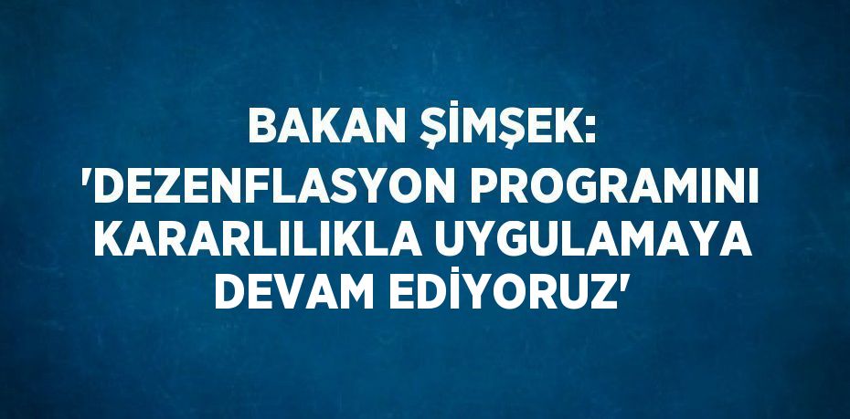 BAKAN ŞİMŞEK: 'DEZENFLASYON PROGRAMINI KARARLILIKLA UYGULAMAYA DEVAM EDİYORUZ'