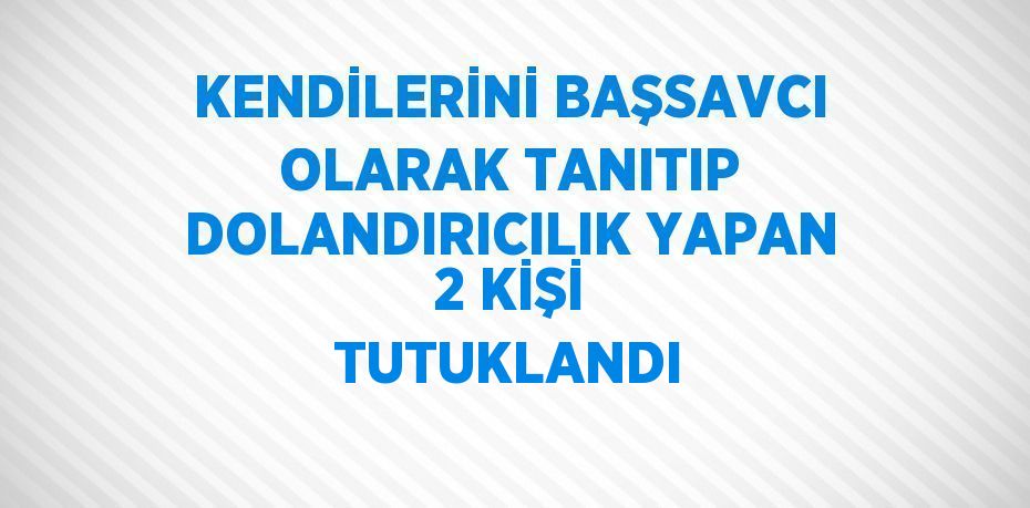 KENDİLERİNİ BAŞSAVCI OLARAK TANITIP DOLANDIRICILIK YAPAN 2 KİŞİ TUTUKLANDI