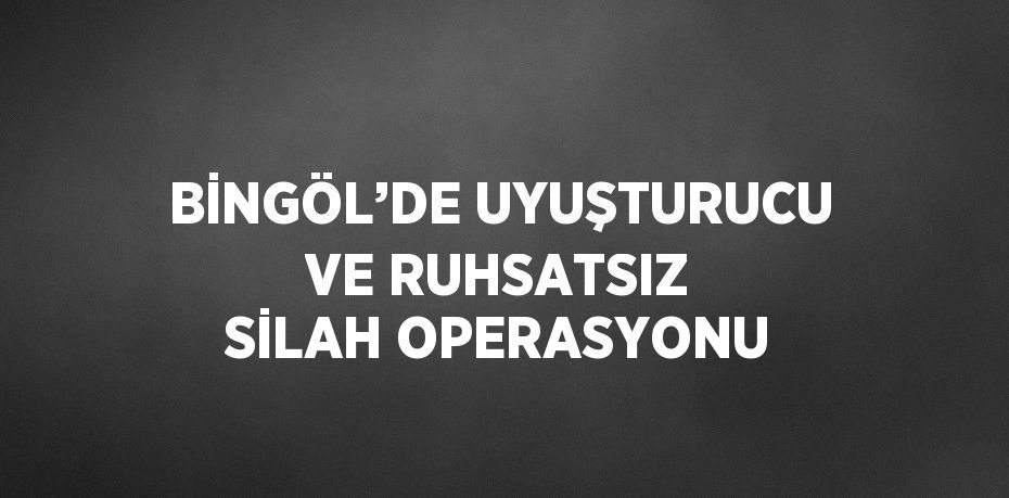 BİNGÖL’DE UYUŞTURUCU VE RUHSATSIZ SİLAH OPERASYONU