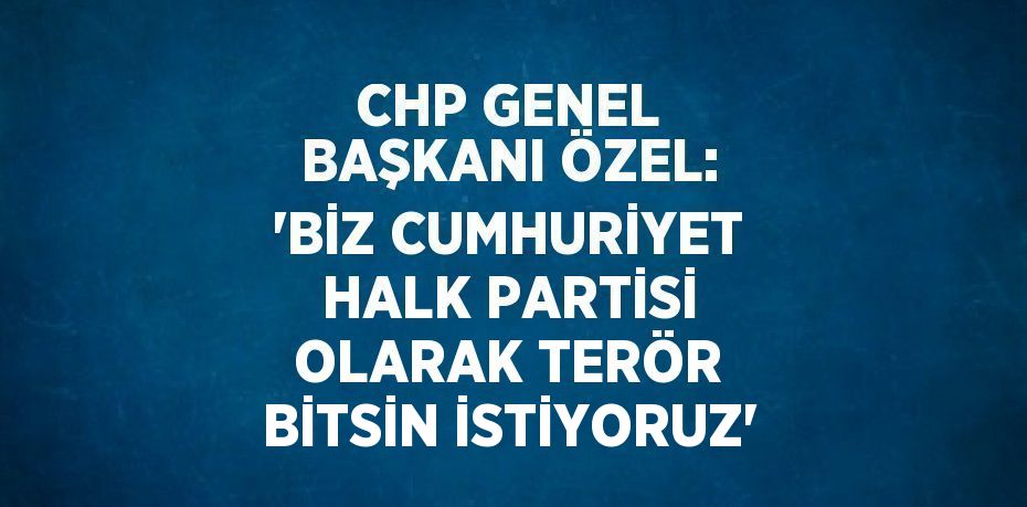 CHP GENEL BAŞKANI ÖZEL: 'BİZ CUMHURİYET HALK PARTİSİ OLARAK TERÖR BİTSİN İSTİYORUZ'