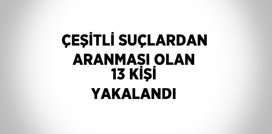 ÇEŞİTLİ SUÇLARDAN ARANMASI OLAN 13 KİŞİ YAKALANDI