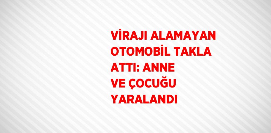 VİRAJI ALAMAYAN OTOMOBİL TAKLA ATTI: ANNE VE ÇOCUĞU YARALANDI