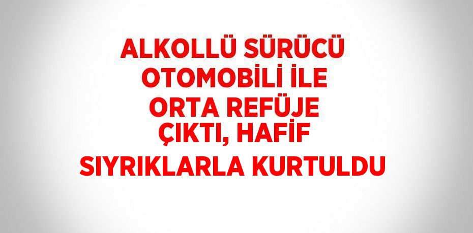 ALKOLLÜ SÜRÜCÜ OTOMOBİLİ İLE ORTA REFÜJE ÇIKTI, HAFİF SIYRIKLARLA KURTULDU