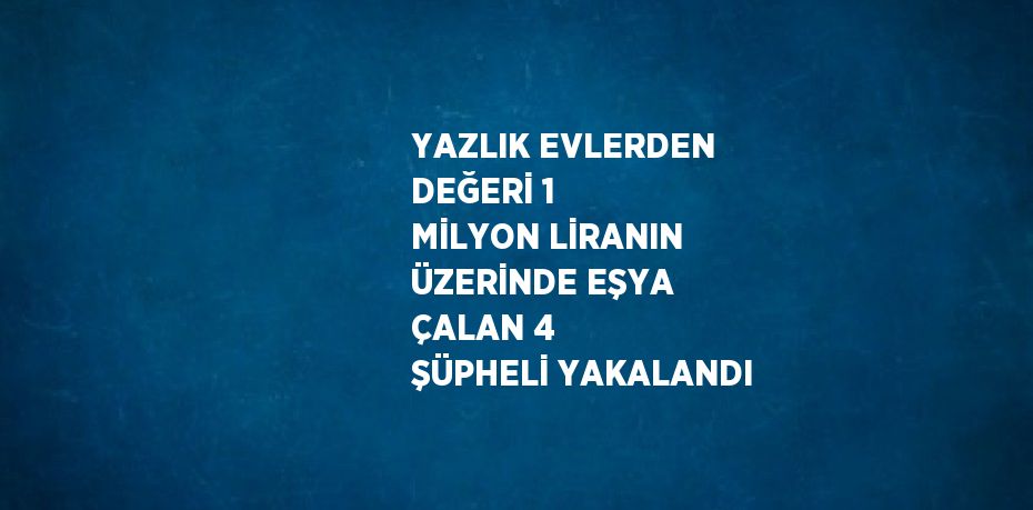 YAZLIK EVLERDEN DEĞERİ 1 MİLYON LİRANIN ÜZERİNDE EŞYA ÇALAN 4 ŞÜPHELİ YAKALANDI