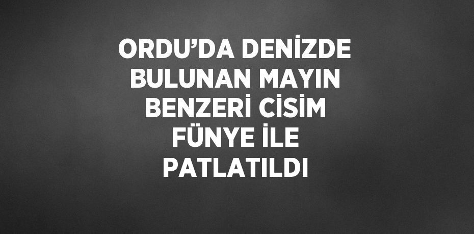 ORDU’DA DENİZDE BULUNAN MAYIN BENZERİ CİSİM FÜNYE İLE PATLATILDI