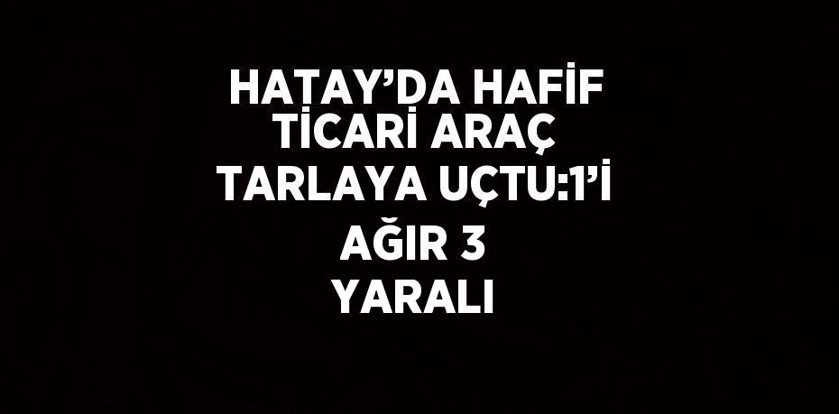 HATAY’DA HAFİF TİCARİ ARAÇ TARLAYA UÇTU:1’İ AĞIR 3 YARALI