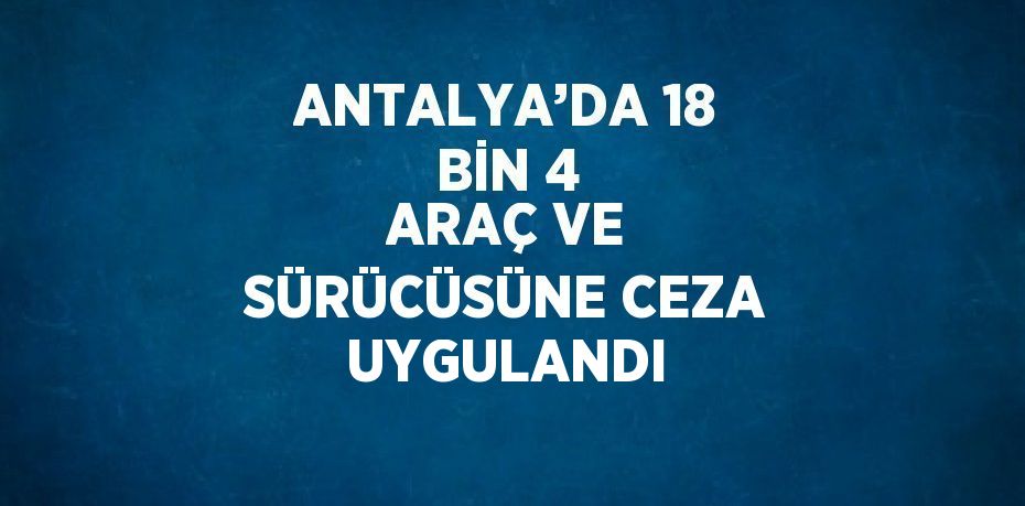 ANTALYA’DA 18 BİN 4 ARAÇ VE SÜRÜCÜSÜNE CEZA UYGULANDI