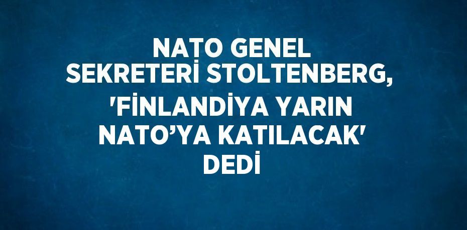 NATO GENEL SEKRETERİ STOLTENBERG, 'FİNLANDİYA YARIN NATO’YA KATILACAK' DEDİ