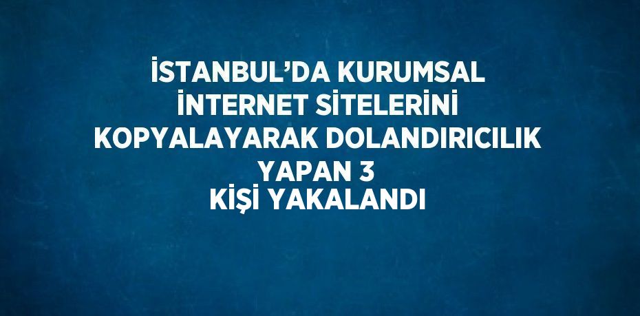 İSTANBUL’DA KURUMSAL İNTERNET SİTELERİNİ KOPYALAYARAK DOLANDIRICILIK YAPAN 3 KİŞİ YAKALANDI