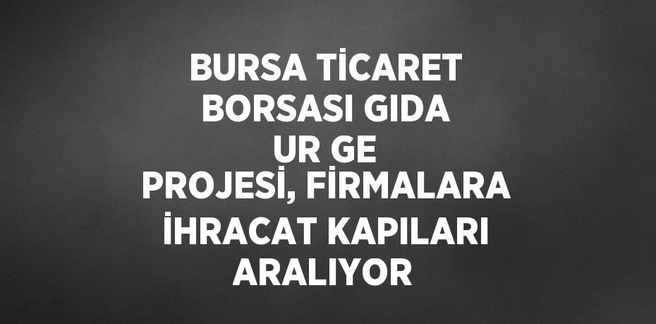 BURSA TİCARET BORSASI GIDA UR GE PROJESİ, FİRMALARA İHRACAT KAPILARI ARALIYOR