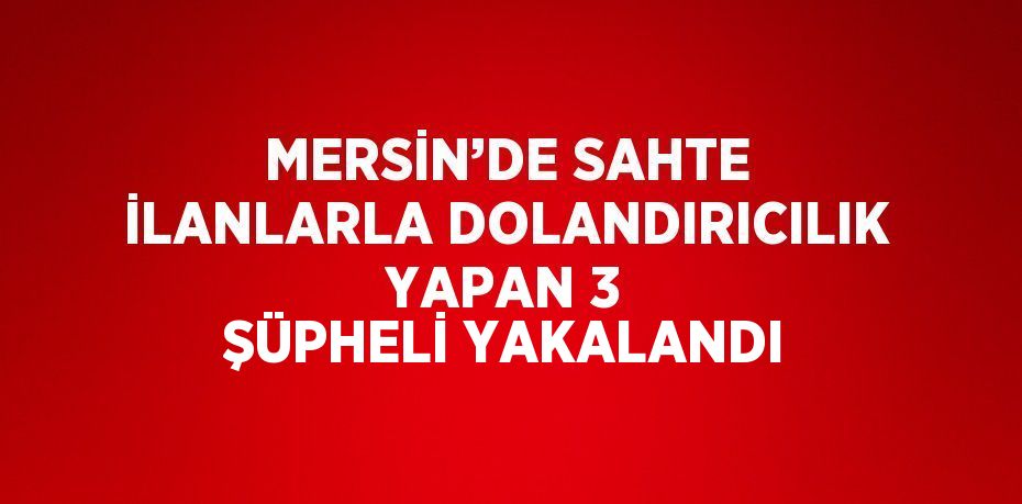 MERSİN’DE SAHTE İLANLARLA DOLANDIRICILIK YAPAN 3 ŞÜPHELİ YAKALANDI