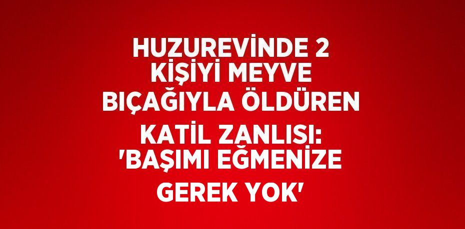 HUZUREVİNDE 2 KİŞİYİ MEYVE BIÇAĞIYLA ÖLDÜREN KATİL ZANLISI: 'BAŞIMI EĞMENİZE GEREK YOK'