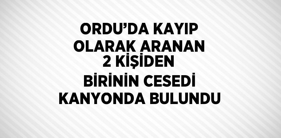 ORDU’DA KAYIP OLARAK ARANAN 2 KİŞİDEN BİRİNİN CESEDİ KANYONDA BULUNDU
