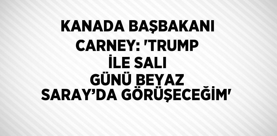 KANADA BAŞBAKANI CARNEY: 'TRUMP İLE SALI GÜNÜ BEYAZ SARAY’DA GÖRÜŞECEĞİM'