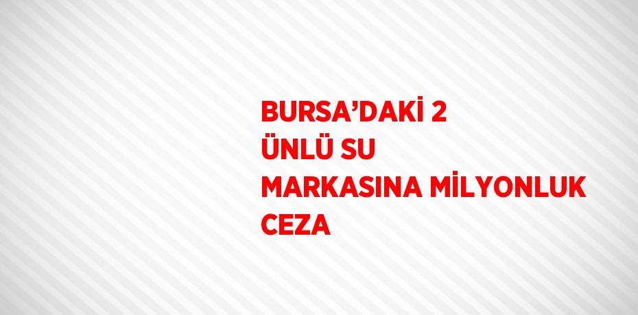 BURSA’DAKİ 2 ÜNLÜ SU MARKASINA MİLYONLUK CEZA
