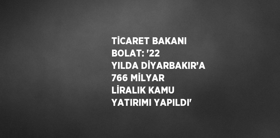 TİCARET BAKANI BOLAT: '22 YILDA DİYARBAKIR’A 766 MİLYAR LİRALIK KAMU YATIRIMI YAPILDI'