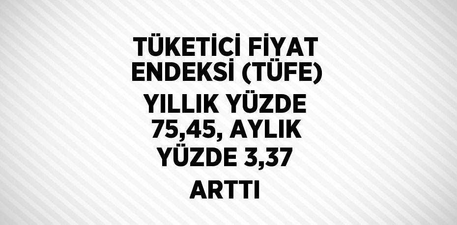 TÜKETİCİ FİYAT ENDEKSİ (TÜFE) YILLIK YÜZDE 75,45, AYLIK YÜZDE 3,37 ARTTI