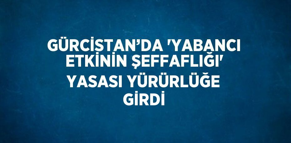 GÜRCİSTAN’DA 'YABANCI ETKİNİN ŞEFFAFLIĞI' YASASI YÜRÜRLÜĞE GİRDİ