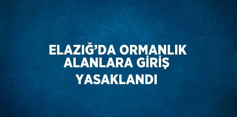 ELAZIĞ’DA ORMANLIK ALANLARA GİRİŞ YASAKLANDI