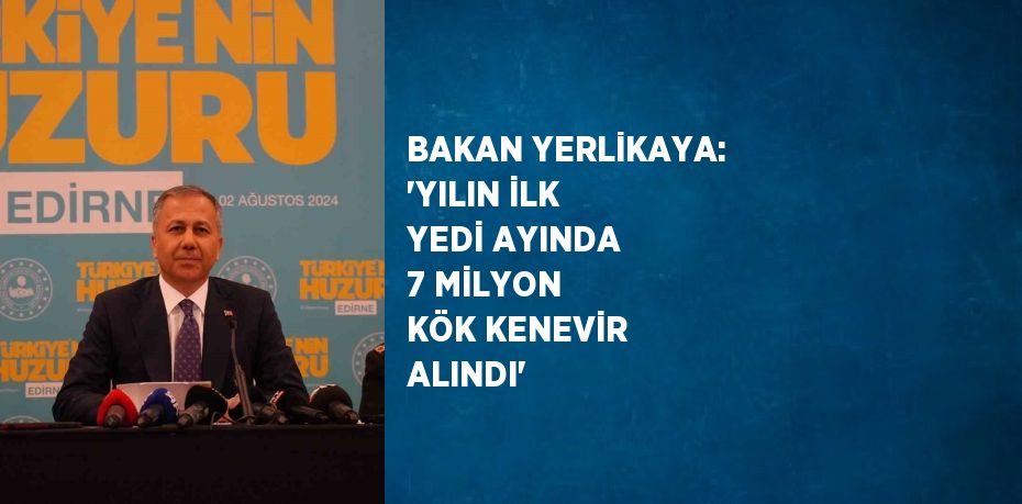 BAKAN YERLİKAYA: 'YILIN İLK YEDİ AYINDA 7 MİLYON KÖK KENEVİR ALINDI'