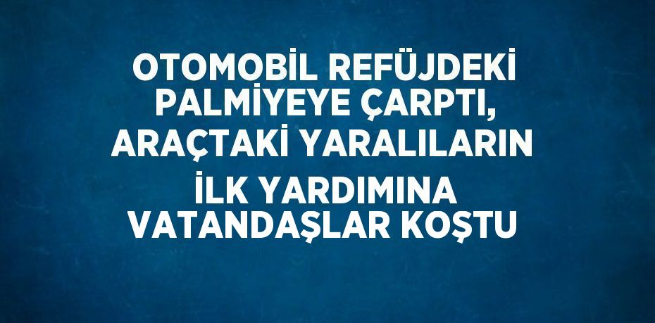 OTOMOBİL REFÜJDEKİ PALMİYEYE ÇARPTI, ARAÇTAKİ YARALILARIN İLK YARDIMINA VATANDAŞLAR KOŞTU