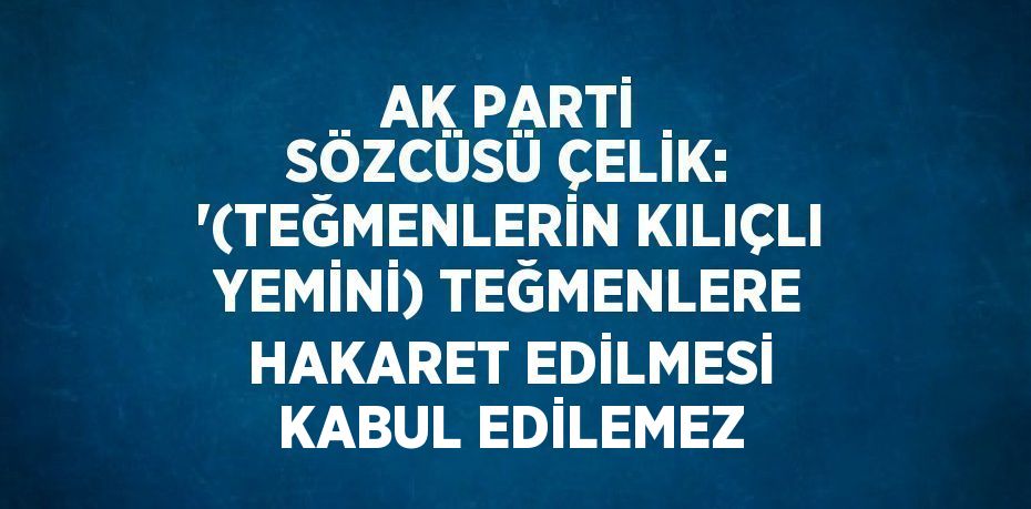 AK PARTİ SÖZCÜSÜ ÇELİK: '(TEĞMENLERİN KILIÇLI YEMİNİ) TEĞMENLERE HAKARET EDİLMESİ KABUL EDİLEMEZ