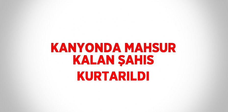 KANYONDA MAHSUR KALAN ŞAHIS KURTARILDI