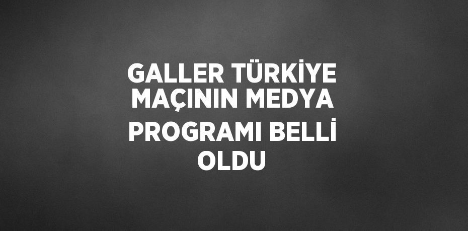 GALLER TÜRKİYE MAÇININ MEDYA PROGRAMI BELLİ OLDU