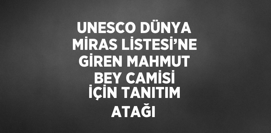 UNESCO DÜNYA MİRAS LİSTESİ’NE GİREN MAHMUT BEY CAMİSİ İÇİN TANITIM ATAĞI