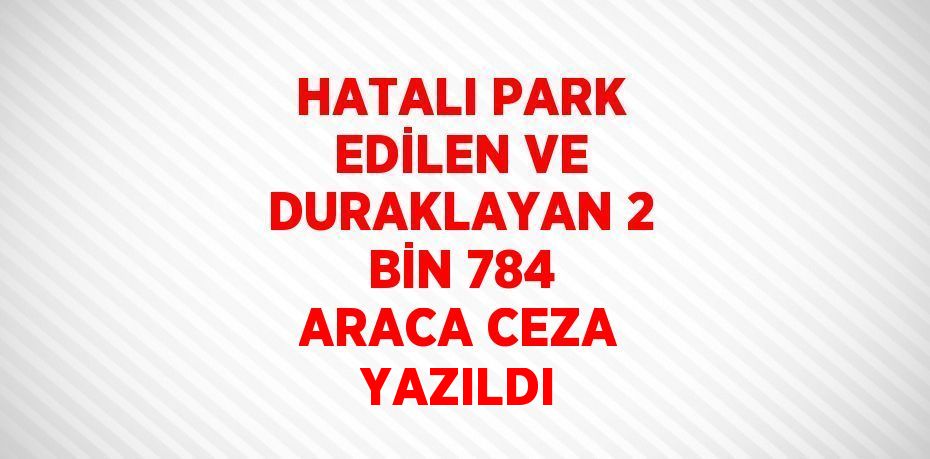 HATALI PARK EDİLEN VE DURAKLAYAN 2 BİN 784 ARACA CEZA YAZILDI