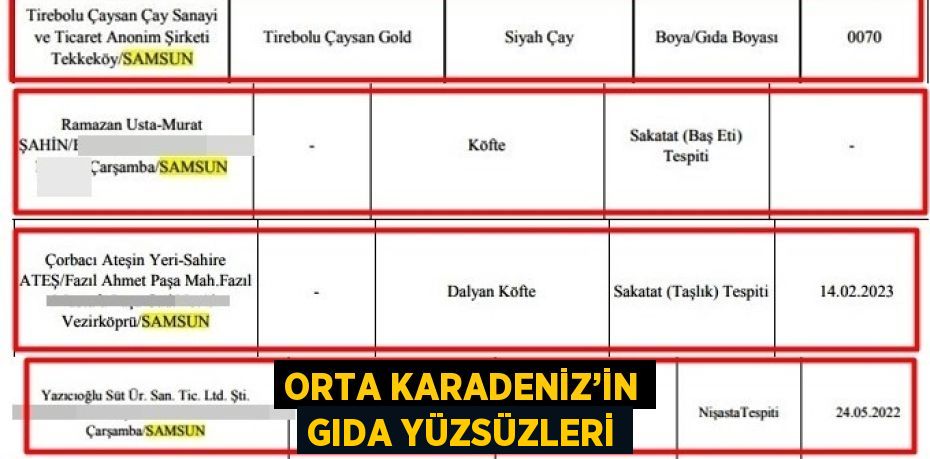 ORTA KARADENİZ’İN GIDA YÜZSÜZLERİ