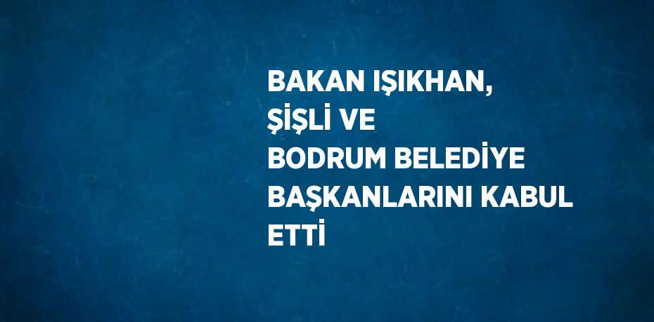 BAKAN IŞIKHAN, ŞİŞLİ VE BODRUM BELEDİYE BAŞKANLARINI KABUL ETTİ