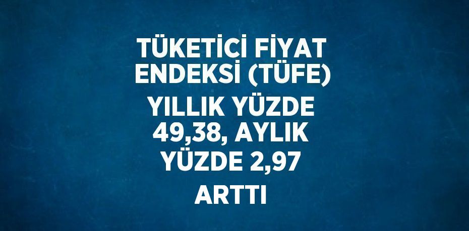 TÜKETİCİ FİYAT ENDEKSİ (TÜFE) YILLIK YÜZDE 49,38, AYLIK YÜZDE 2,97 ARTTI