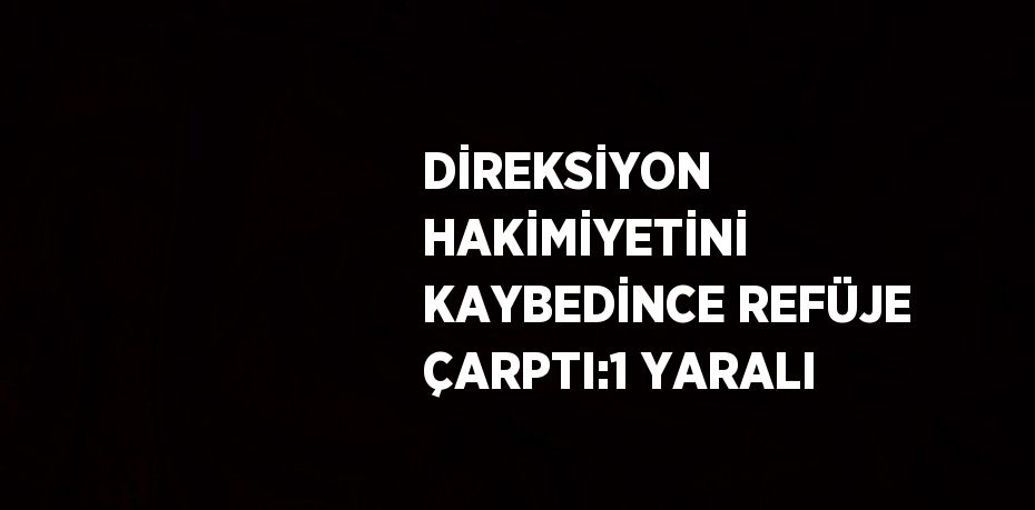 DİREKSİYON HAKİMİYETİNİ KAYBEDİNCE REFÜJE ÇARPTI:1 YARALI