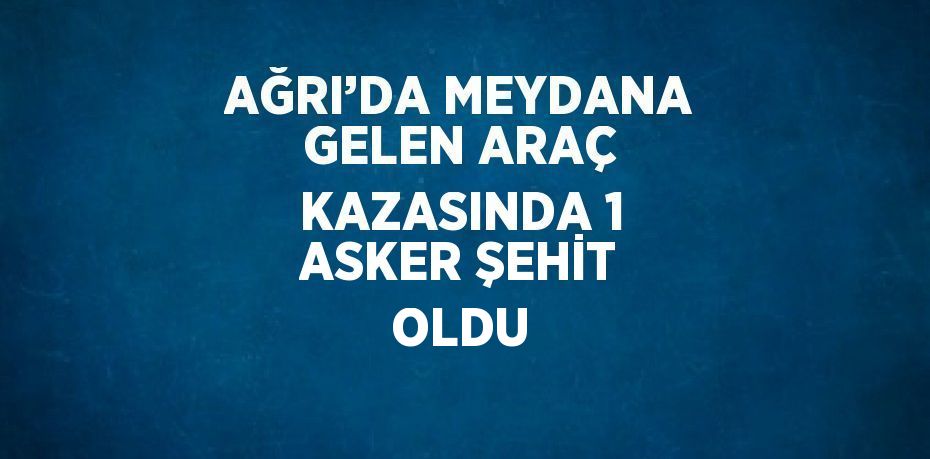 AĞRI’DA MEYDANA GELEN ARAÇ KAZASINDA 1 ASKER ŞEHİT OLDU