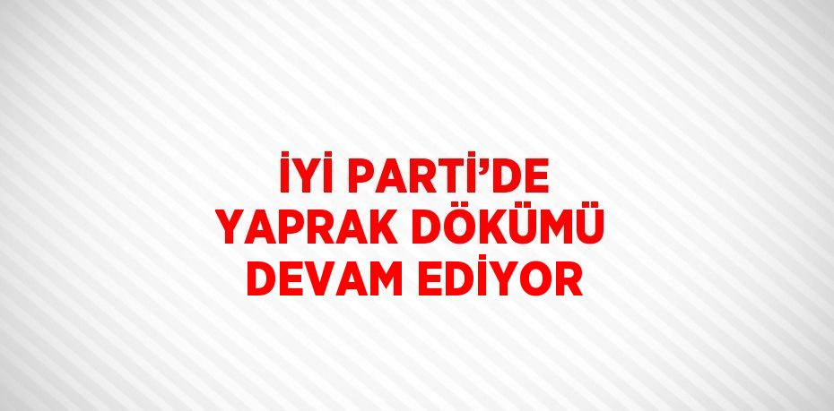 İYİ PARTİ’DE YAPRAK DÖKÜMÜ DEVAM EDİYOR